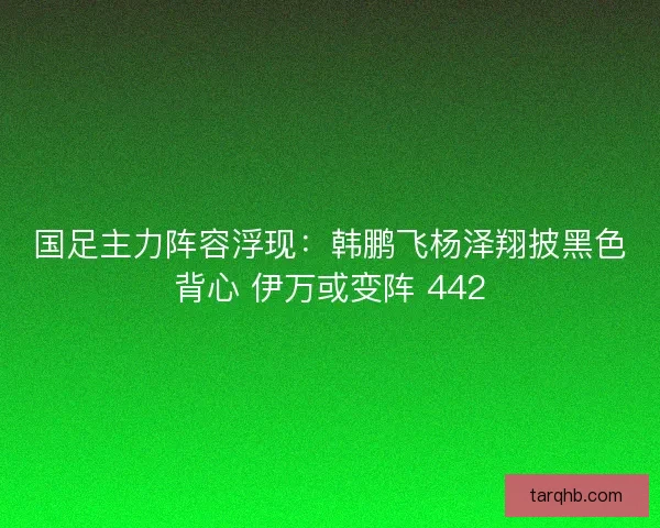 国足主力阵容浮现：韩鹏飞杨泽翔披黑色背心 伊万或变阵 442