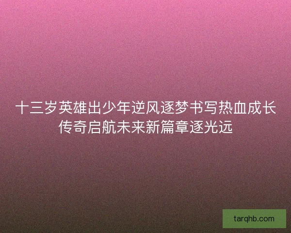 十三岁英雄出少年逆风逐梦书写热血成长传奇启航未来新篇章逐光远